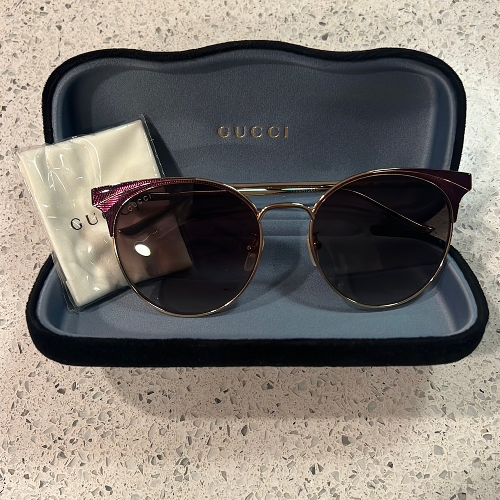 Gucci Purple gray Gradient Round Sunglasses
